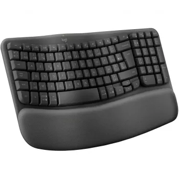 „Logitech Wave Keys“ belaidė ergonominė klaviatūra – grafitinė – NLB – 2,4 GHz / BT – universalus išdėstymas