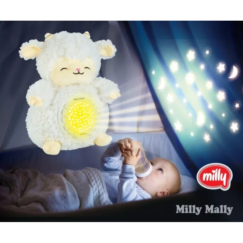Milly mally Sheep Projector Plush Toy 5664 minkštas ėriuko projektorius su naktine šviesa kūdikiams