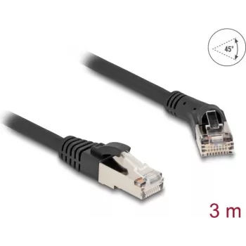 Tinklo kabelis DeLOCK RJ45 Cat.8.1 S/FTP 45° stačiu kampu 3 m juodas