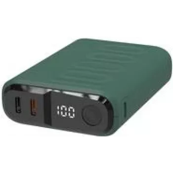 Powerbank RealPower PB-10000C PD+ 3x Type-C, Tamsiai Žalia (458439)