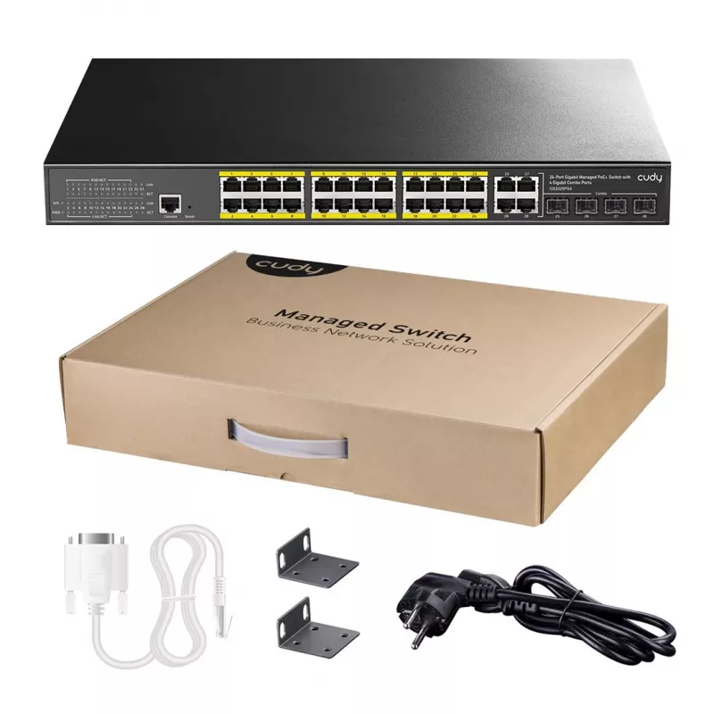 Valdomas jungiklis Cudy GS2028PS4 L2 Gigabit Ethernet 24 prievadai PoE
