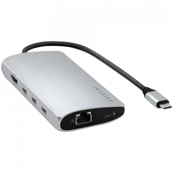 Satechi ST-P8KES – USB-C dokas su Gigabit Ethernet ir SD kortelių lizdu, sidabrinis