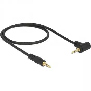 DeLOCK - Audiokabel - 24 AWG - Mini-Phone Stereo 3,5 mm (M) - Mini-Phone Stereo 3,5 mm (M) - 50cm - Schwarz - Verbindungsstück im 90°-Winkel (83752)