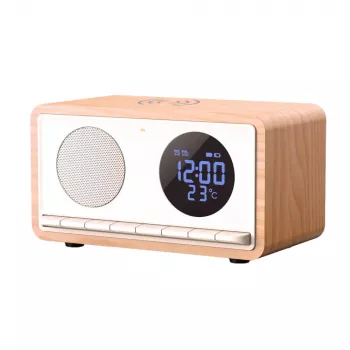 MANTA RDI912W Rimini radijo laikrodis su Bluetooth ir belaidžiu įkrovimu, baltas