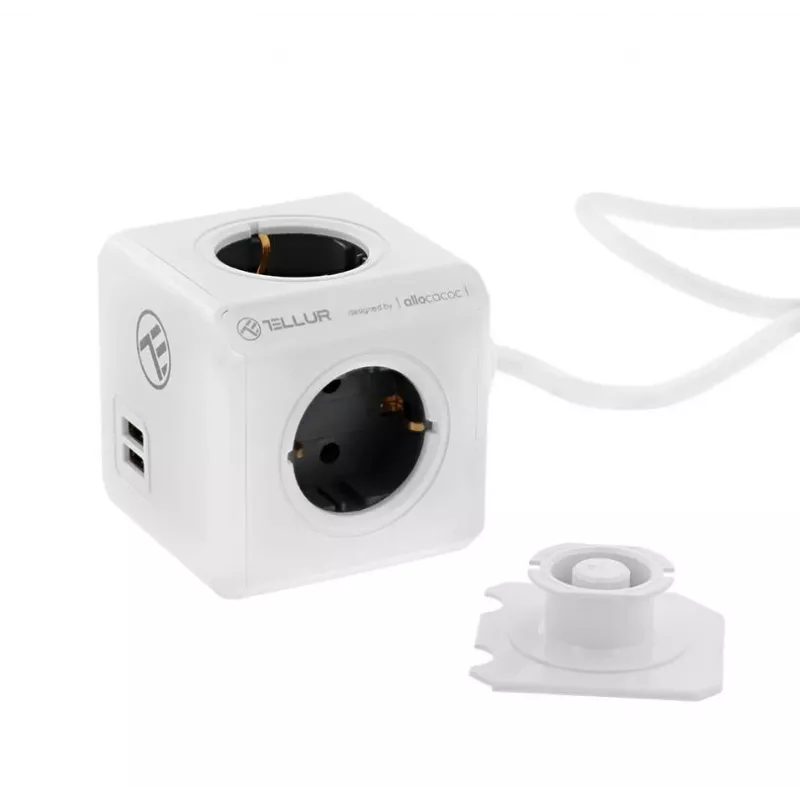 Ilgintuvas Tellur Power Cube Extended 4 kištukiniai lizdai 2 USB prievadai