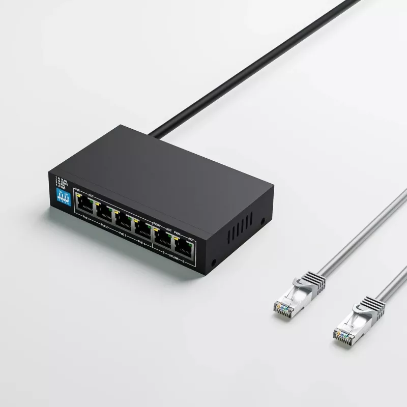 Nevaldytas jungiklis Extralink EUROS V2 4x 100Mb/s PoE/PoE+