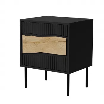 Cama INSERTO Naktinė spintelė, 2 vnt., 50x40x61.5 cm, juodas + LED