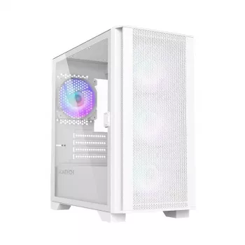 Montech AIR 100 ARGB Micro-ATX korpusas su keturiai ARGB ventiliatoriais, itin minimalistinis dizainas, smulkus tinklelio priekis, didelis oro srautas, unikalus šoninis skydelis