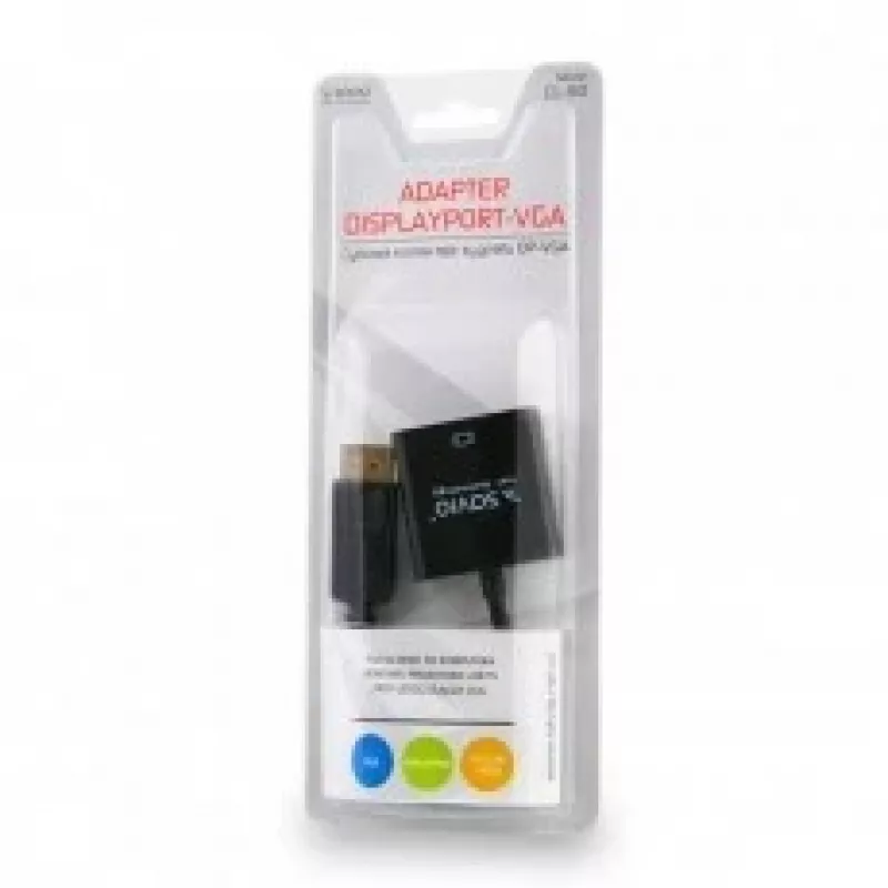 Vaizdo kabelio adapteris Savio CL-90 DisplayPort į VGA 0,2 m Juodas