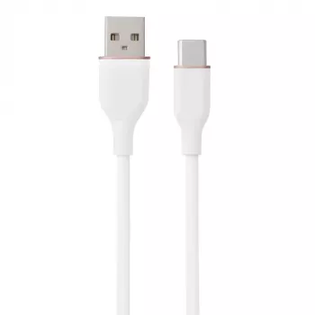 Silicone laidas USB Type-A – Type-C (baltas, 1 m)