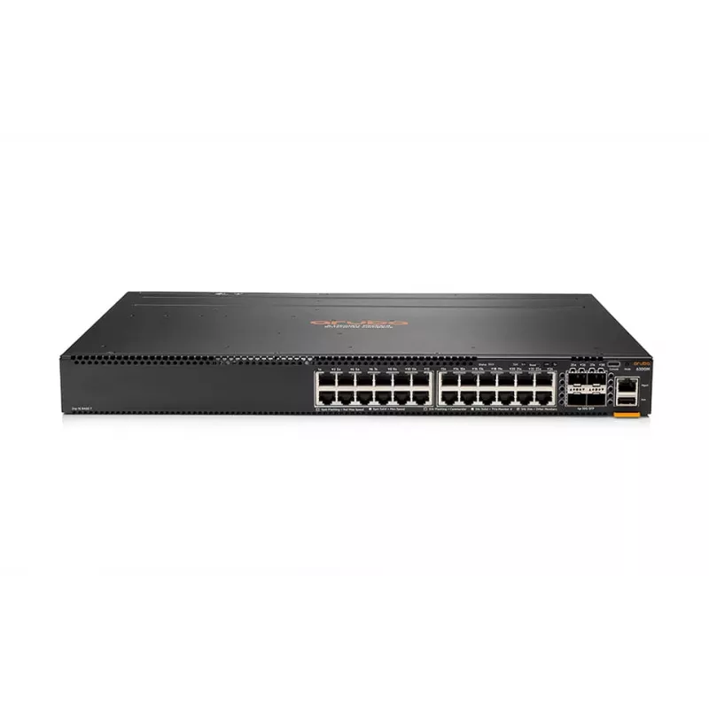 HPE Aruba 6300M - jungiklis - L3 - valdomas - 24 x 10/100/1000 + 4 x 1 Gigabit / 10 Gigabit / 25 Gigabit / 50 Gigabit SFP56 (aukštyn / krovimas) - priekis į galą