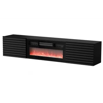 Cama RTV spintelė TULA 183x35x37 juodas matinis + juodas židinys