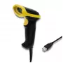 Rankinis brūkšninių kodų skaitytuvas QOLTEC 50867 — 1D/2D lazerinis, USB laidinis, 600 mm diapazonas, geltona/juoda