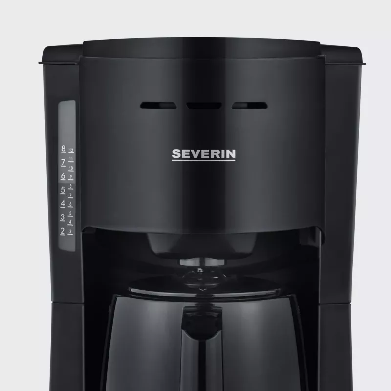 Severin KA 9307 filtrinis kavos virimo aparatas su dviem termosiniais ąsočiais, 8 puodeliai, 1000 W, juodas