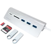 Satechie Type-C aliuminio USB centras ir kortelių skaitytuvas, sidabrinis, ST-TCHCRS
