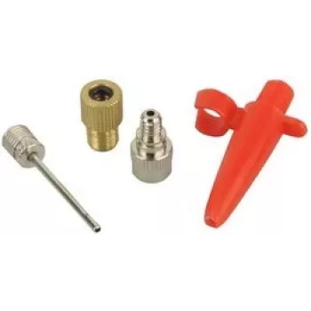 FISCHER Adapterių rinkinys 85618 – metaliniai siurblio adapteriai (raudoni) dviračių ir paspirtukų vožtuvams