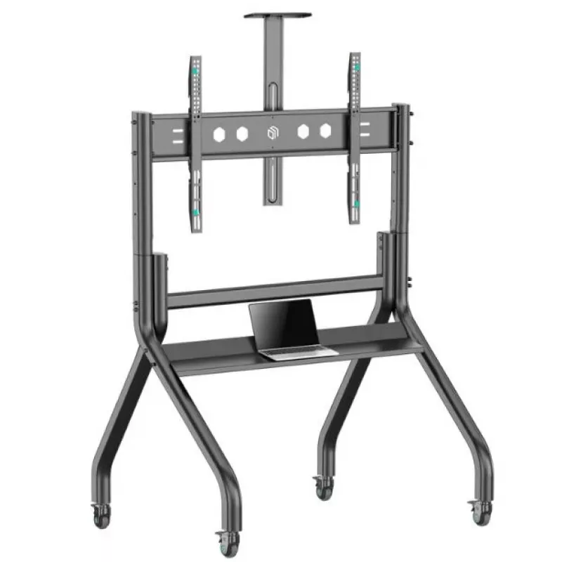 Mobilus grindinis TV stovas ONKRON TS2080-B 60–120 colių televizoriams, juodas