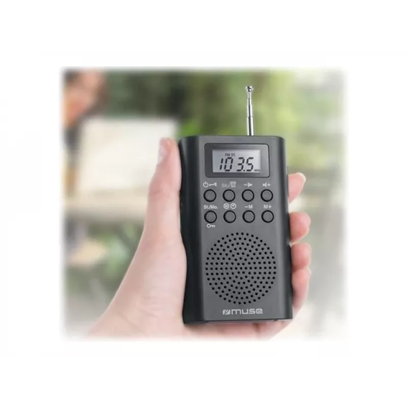 Nešiojamas radijo imtuvas Muse M-03 R su FM PLL derinimu, LCD ekranu, išorine antena, juodas