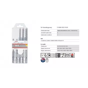 Gręžtų plaktukinių rinkinys Bosch PRO SDS plus-5X, 5 vnt. (SDS-plus)