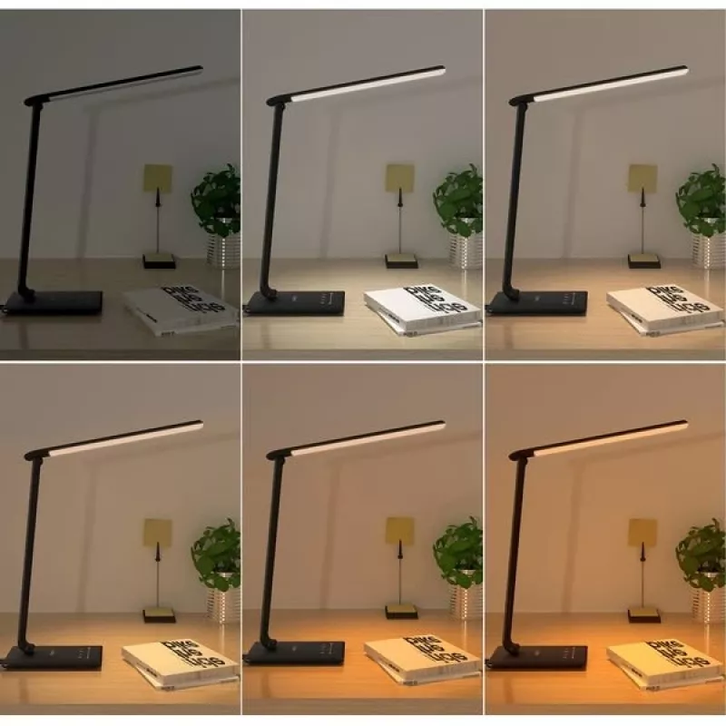 LED stalinė lempa Aukey LT-T10 12W 3000–6500K reguliuojama spalvos temperatūra, juoda