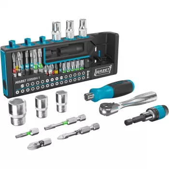 Hazet Bit Set 2300SH-1 — 39 dalių plyšiniai, Phillips, Pozidriv, šešiabriauniai ir Torx antgaliai