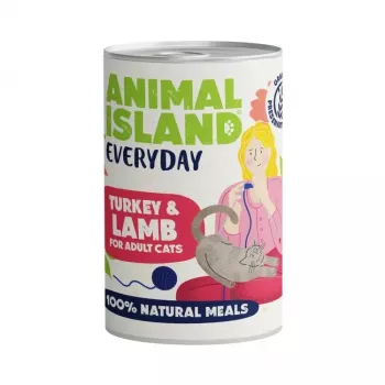 Šlapias kačių ėdalas Animal Island Everyday kalakutiena ir ėriena 400 g – pilnavertis suaugusių kačių maistas
