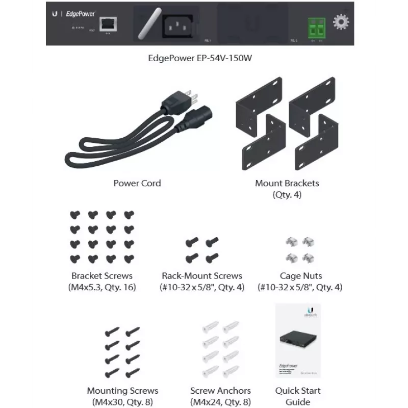 Maitinimo blokas UBIQUITI EP-54V-150W 150 W, AC 100–240 V, 50–60 Hz, juodas