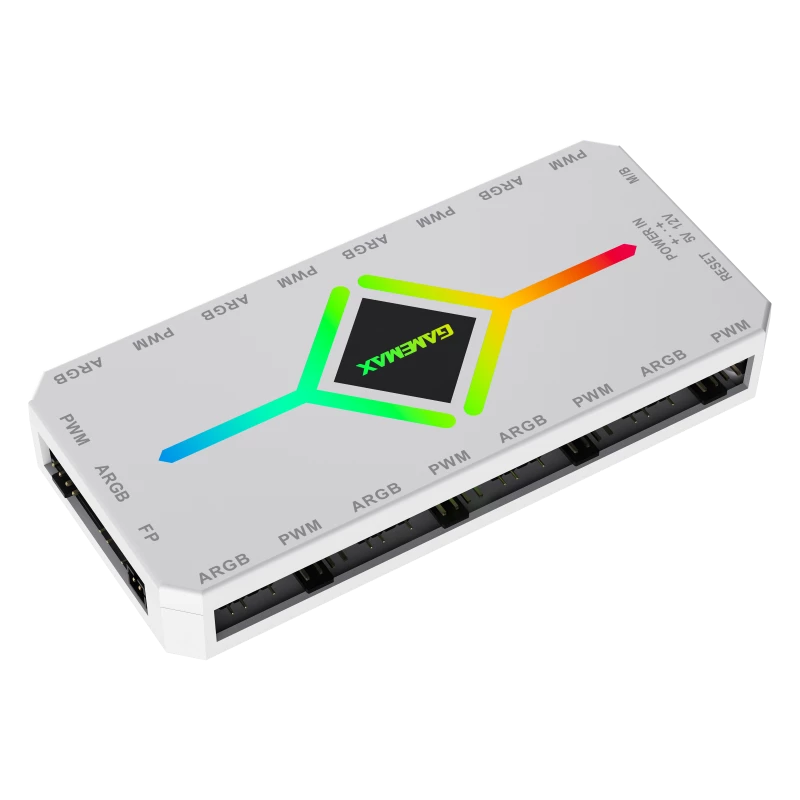 Gamemax V4.0 ARGB PWM HUB WT | Baltas | Ventiliatorių ir RGB šakotuvas