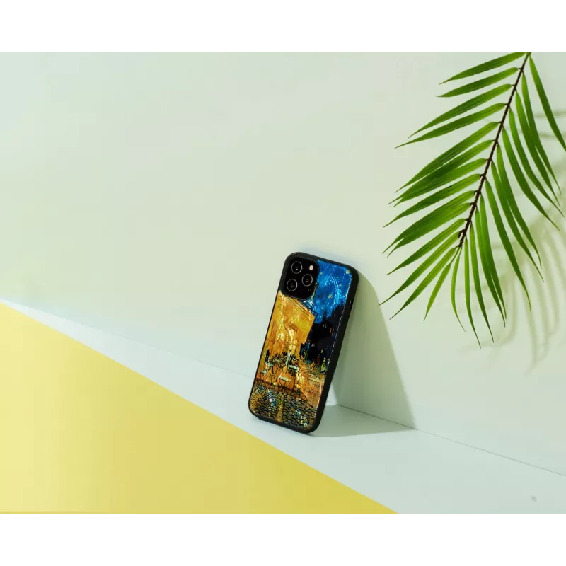 Apsauginis telefono dėklas iKins Apple iPhone 12 / 12 Pro — juodas, dizainas „Café Terrace“