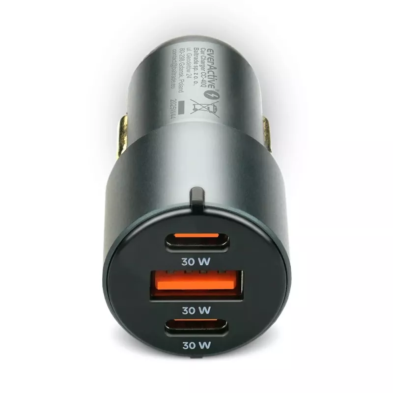 Automobilinis įkroviklis everActive CC-40Q QC3.0 60W, USB maitinimo adapteris mobiliesiems įrenginiams