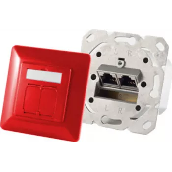 Lizdas 2x RJ-45 ShiverPeaks 74280-R Cat6a 500 MHz raudonas matinis metalas