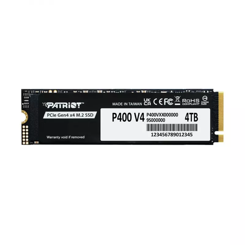 Kietojo disko PATRIOT P400 V4 4 TB M.2 NVMe (4000 GB, M.2, Juoda)