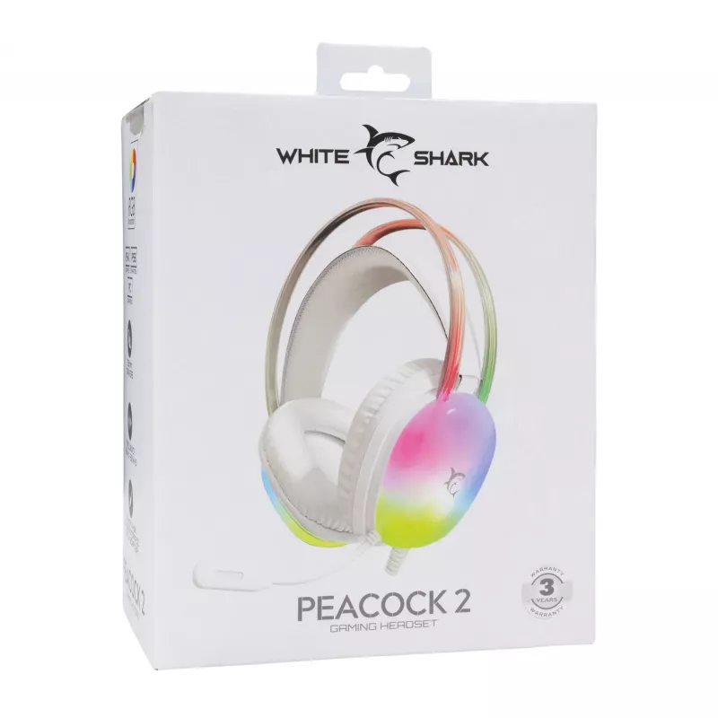 Ausinės White Shark GH-2444 Peacock-2 Baltos