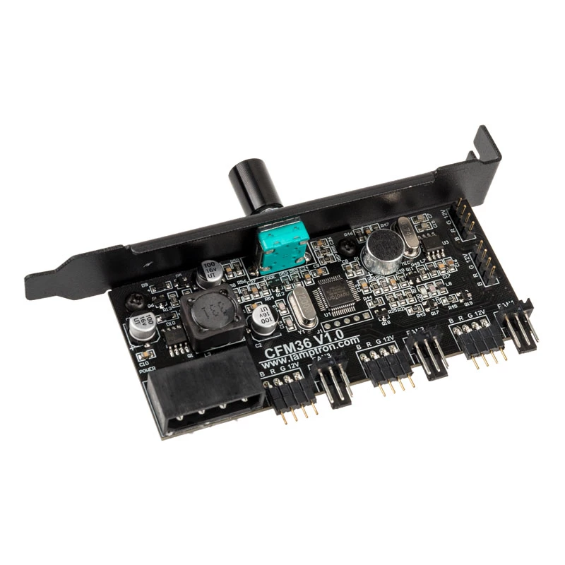 PCI lizdo ventiliatorių ir RGB LED valdiklis Lamptron CFM36, juodas