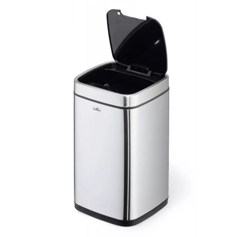 Durable TOUCH 12L bekontaktė šiukšliadėžė, nerūdijantis plienas, sidabrinė/juoda