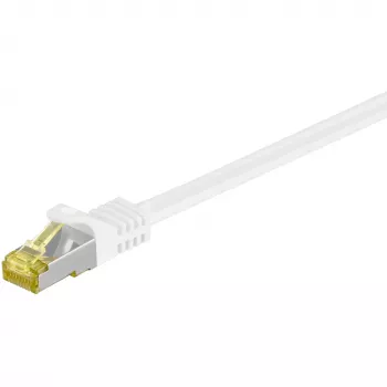 Wentronic Goobay Cat.7 Kištukinis kabelis, S/FTP (PiMF), Baltas, 0,5 m - LSZH Halogen-Free, Varis, RJ45 Kištukas (91090)