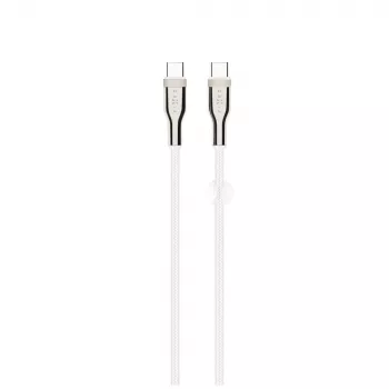 USB pynė kabelis FIXED FIXDB-CC12-WH 100W, baltas, patvarus pynės apvalkalas, duomenys ir maitinimas