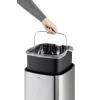 Durable NO TOUCH 35L stačiakampė šiukšliadėžė iš nerūdijančio plieno, juoda/sidabrinė