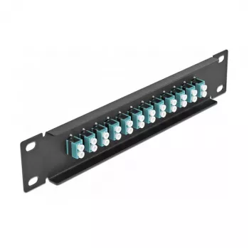 Optiminis skirstomasis skydas DeLOCK 10 col. 12 prievadų LC Duplex akvamarinas juodas 1U