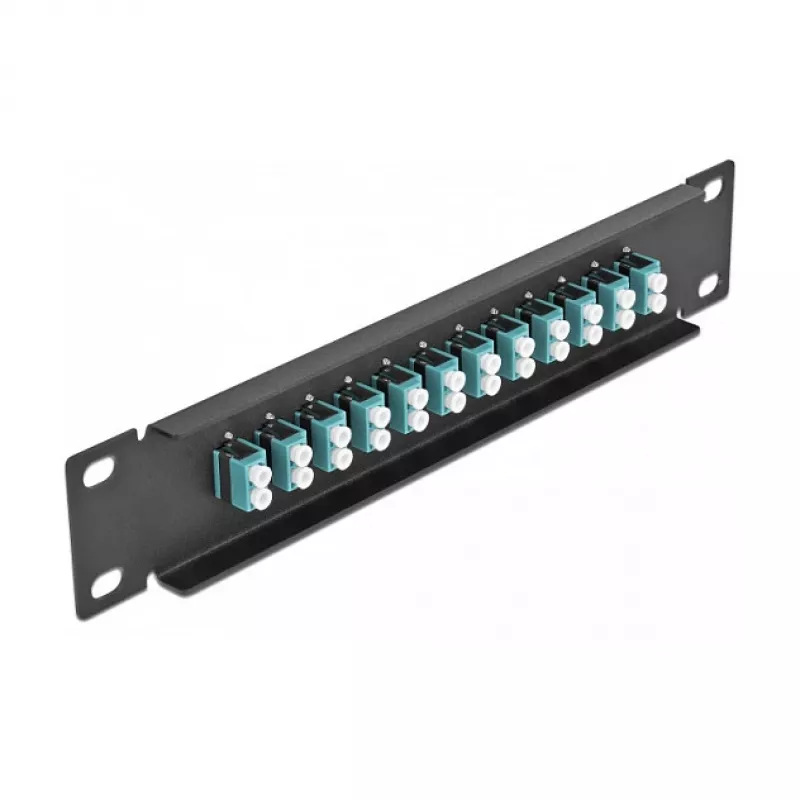 Optiminis skirstomasis skydas DeLOCK 10 col. 12 prievadų LC Duplex akvamarinas juodas 1U