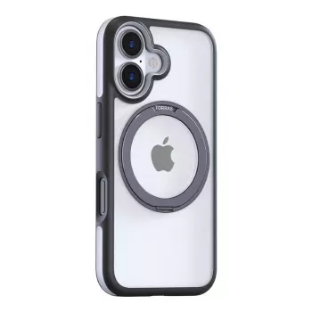 Apsauginis dėklas telefonui Torras Ostand R Fusion, skirtas iPhone 16 – juodas, plonas smūgiams atsparus dėklas