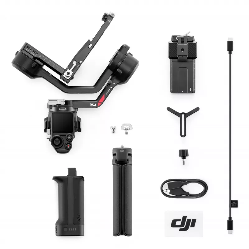 Rankinis fotoaparato stabilizatorius DJI RS4, aliumininis korpusas, 12h baterija, 1,066 kg, juodas