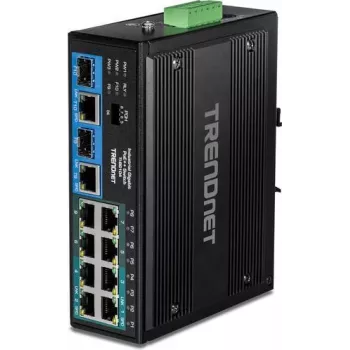 TRENDnet TI-BG104 - Pramoninis jungiklis - nevaldomas - 4 x 10/100/1000 (PoE++) + 4 x 10/100/1000 (PoE+) + 2 x Combo Gigabit SFP/RJ-45 - tvirtinamas ant DIN bėgio arba sienos