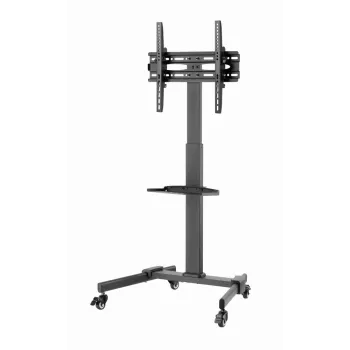 TV stovas GEMBIRD TVS-55T-01, 32–55 col., plieninis, reguliuojamas aukštis, VESA 100x100–400x400, pakreipimas, ratukai, max 35 kg