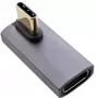 InLine USB4 adapteris, USB-C kištukas / lizdas vertikalus dešinėn/kairėn lenktas, aliuminis, pilkas