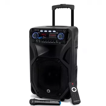 Nešiojama karaoke kolonėlė MANTA SPK5021PRO 20W, 12 col. žemų dažnių garsiakalbis, 80W RMS, Bluetooth, baterija iki 5 val., SD/USB, mikrofono ir gitaros įėjimai