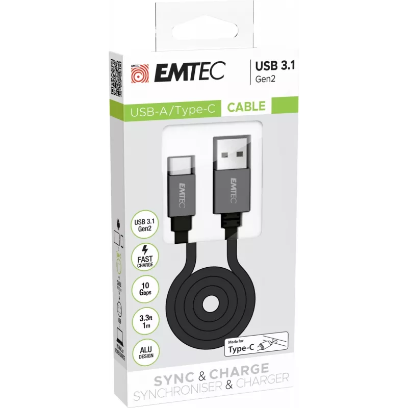 USB laidas Emtec ECCHAT700TCU3 1,2 m USB 3.2 Gen 2 juodas