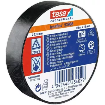 Izoliacinė juosta Tesa tesaflex 53988 PVC elektrinė juosta 25 m x 19 mm, juoda