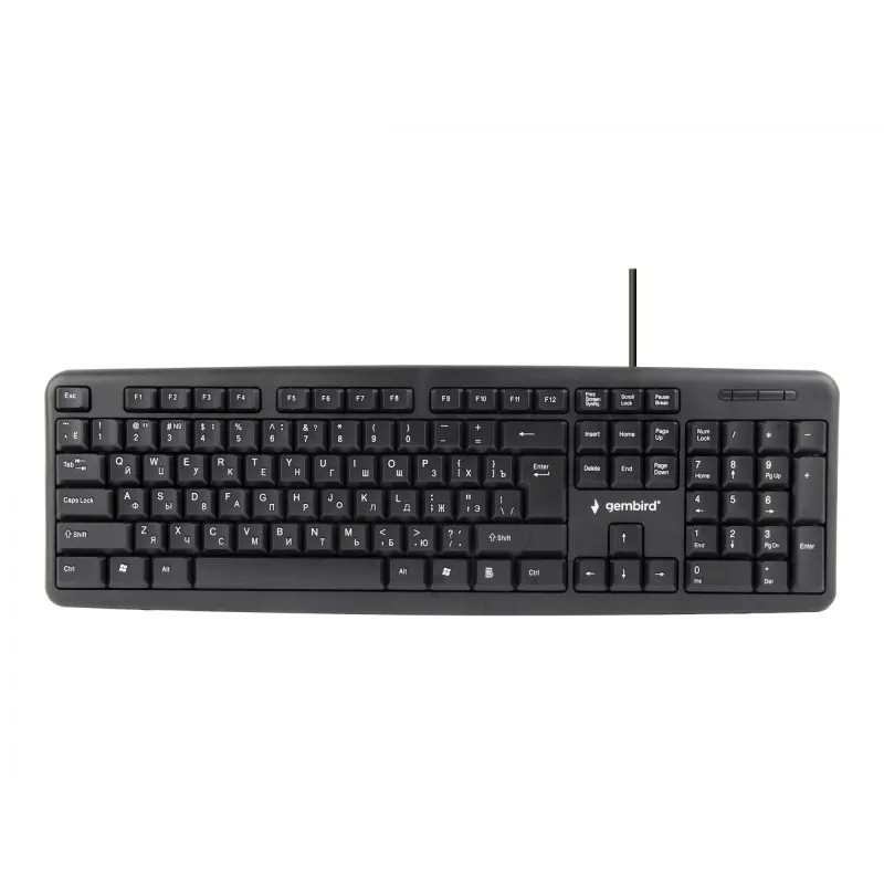 Gembird KB-U-103-RU biuro klaviatūra USB, QWERTY, anglų/rusų, juoda