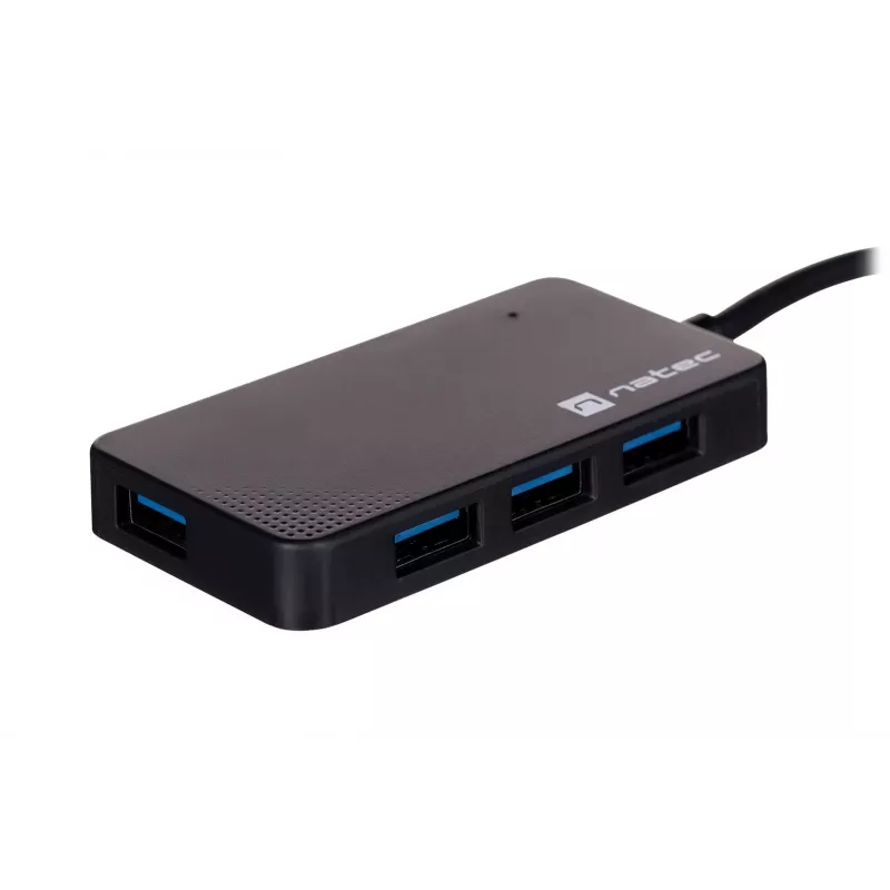 USB stotelė NATEC Moth 4 prievadų USB 3.2 Gen 1 Type-A (5000 Mbit/s), maitinama per USB, juoda, 0,15 m laidas